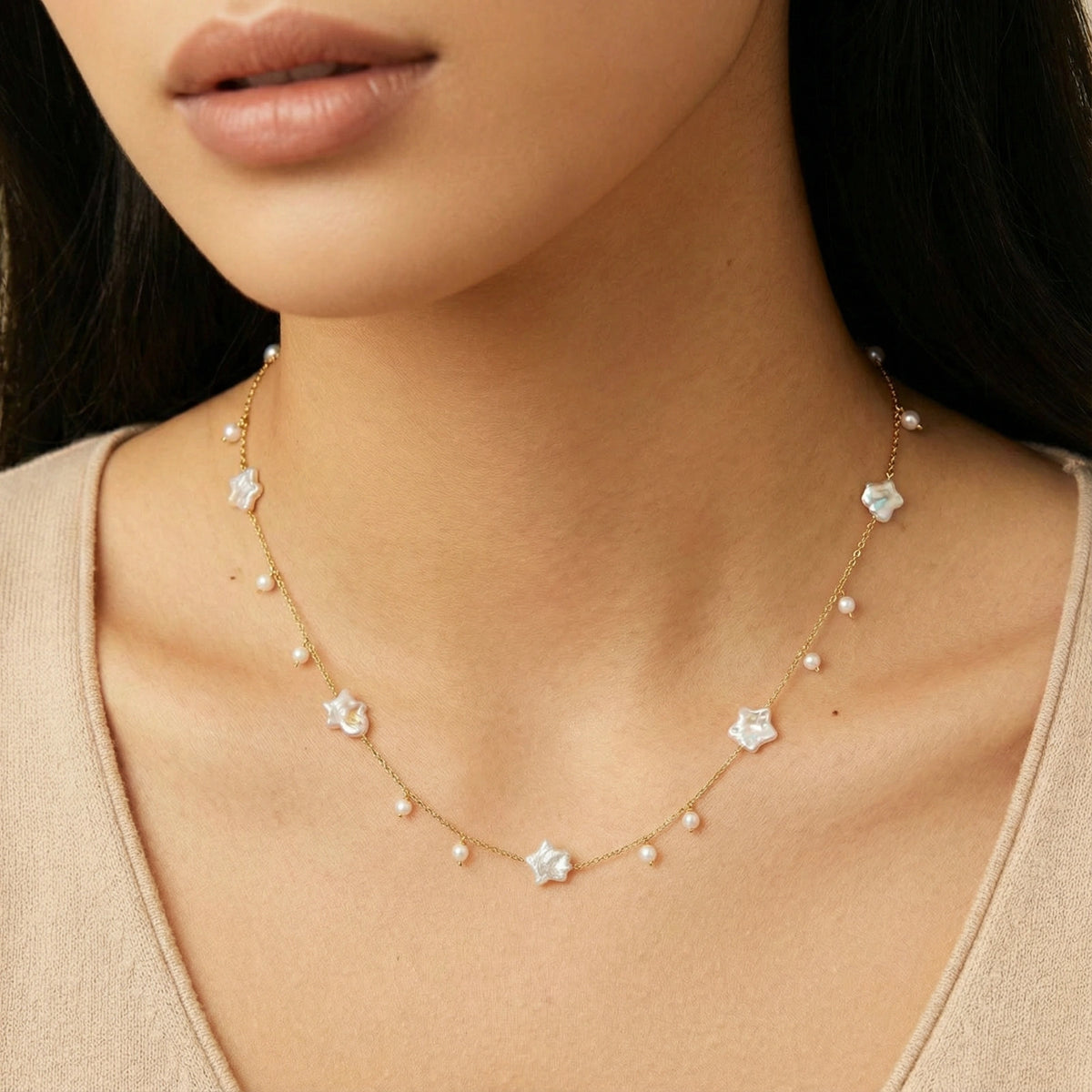 Celestial Pearl Stars Necklace | Zografski