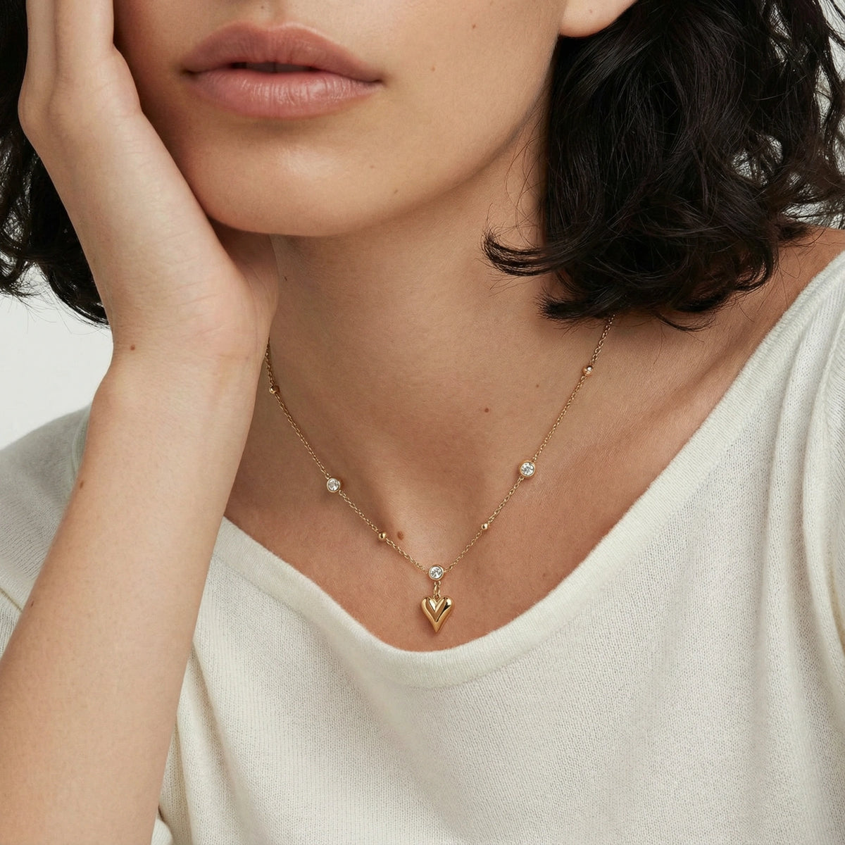 Crystal Heart Charm Necklace | Zografski