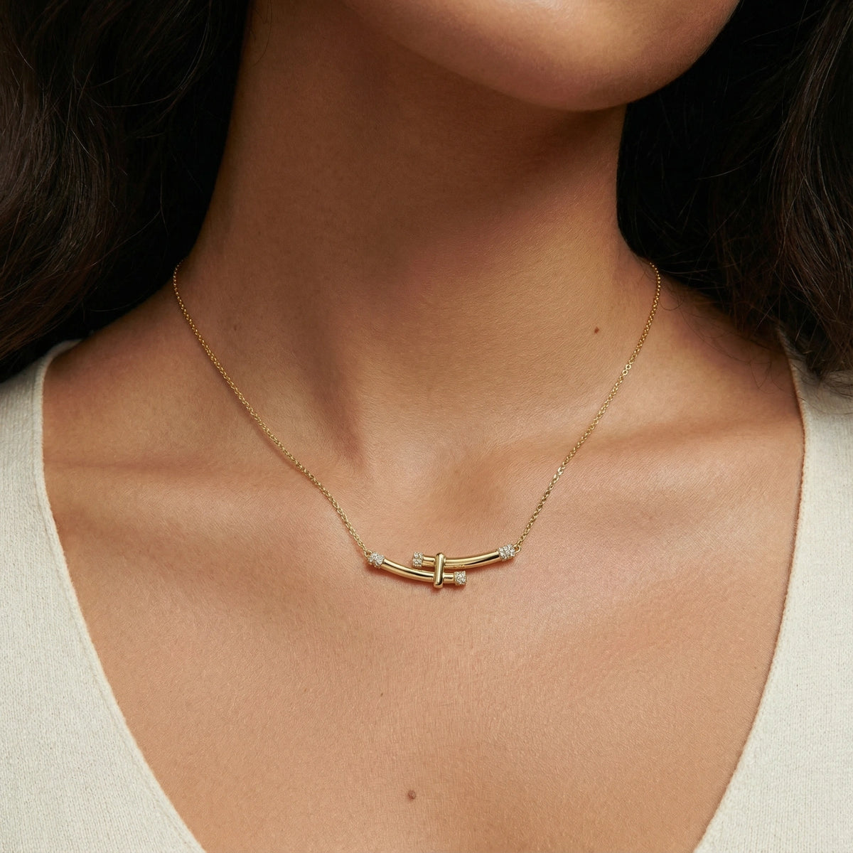 Bamboo Crystal Arc Necklace | Zografski