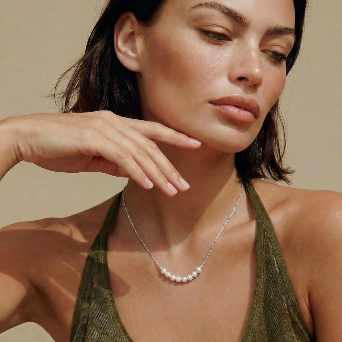 Luna Pearl Arc Necklace | Zografski