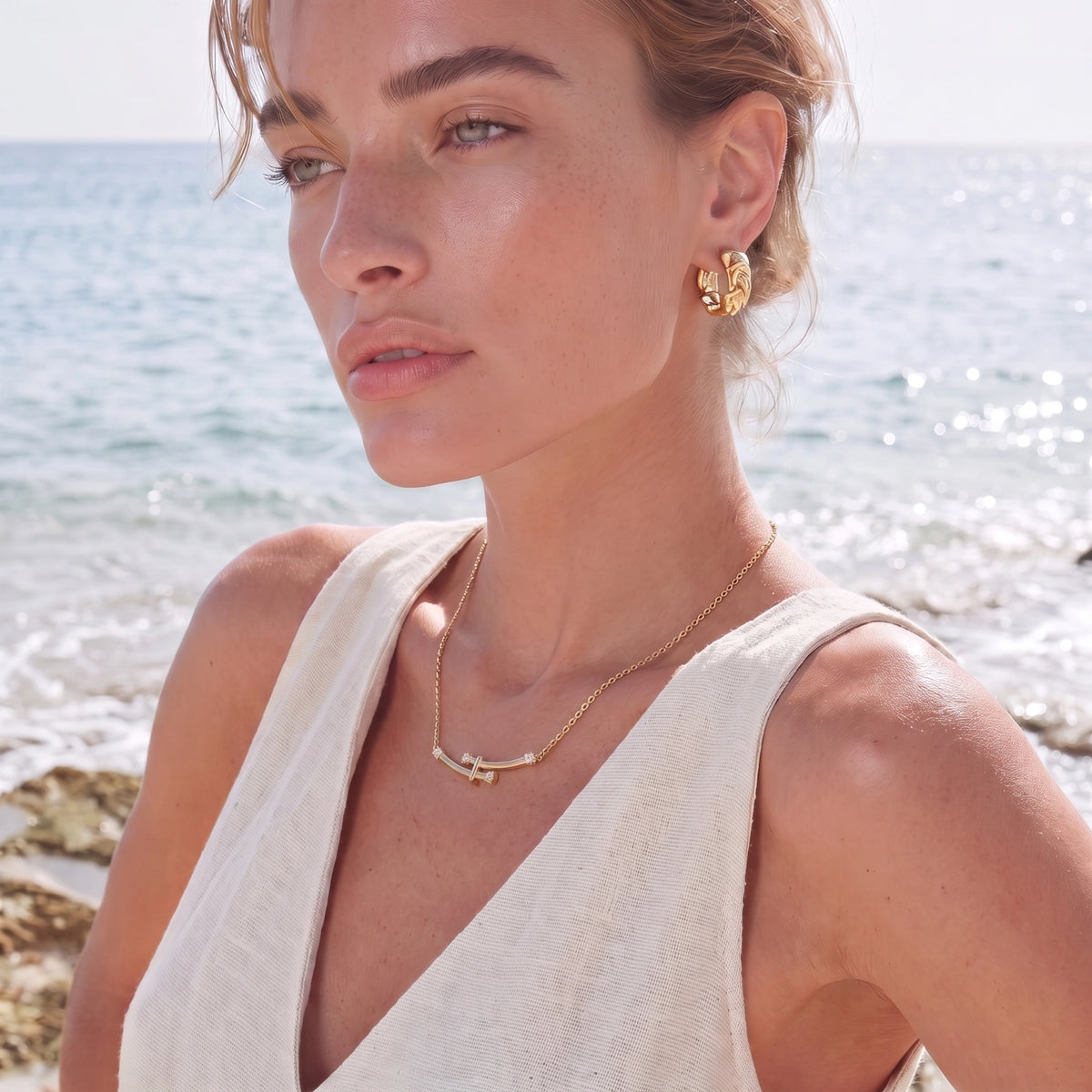 Bamboo Crystal Arc Necklace | Zografski